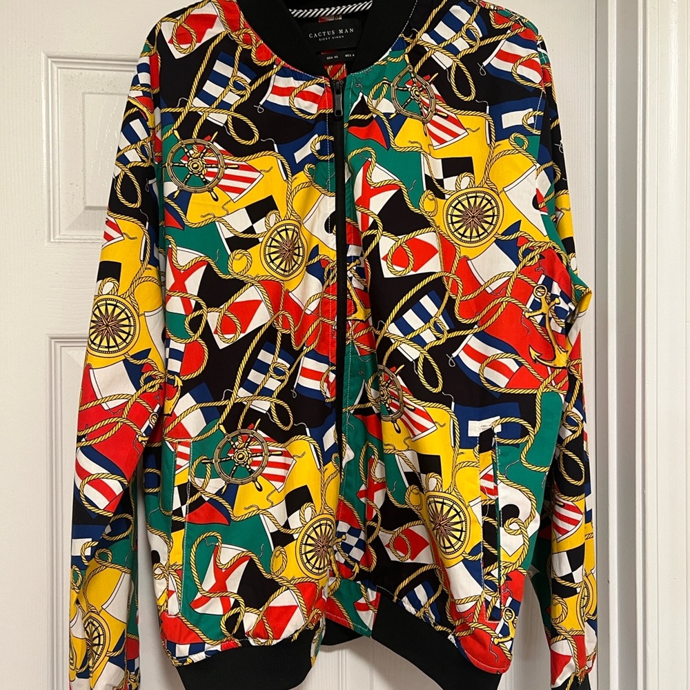 Cactus Man Colorful Nautical Print Jacket

(A)